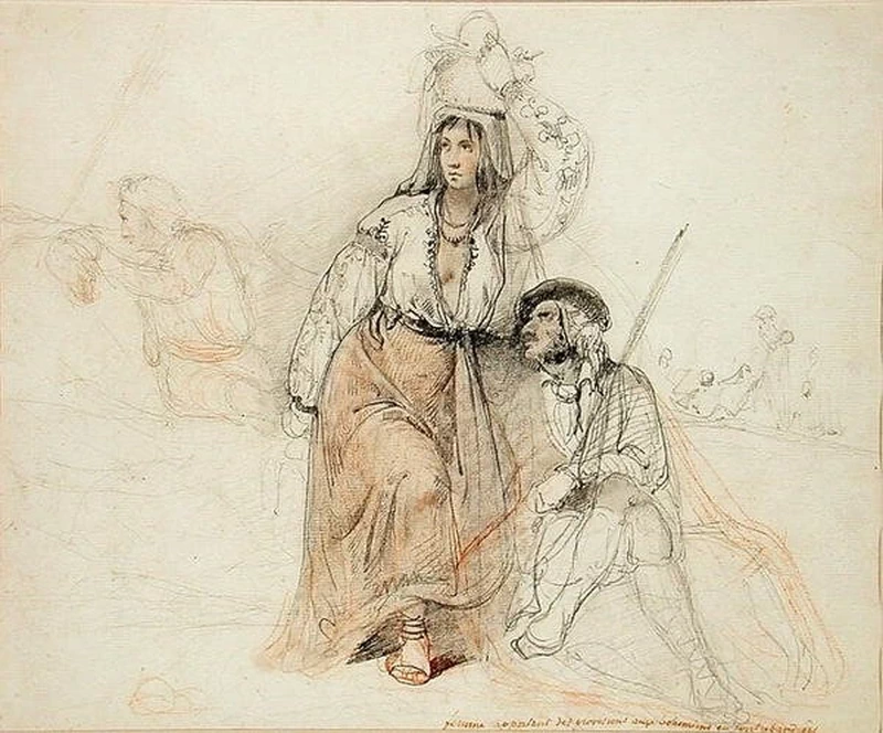 Donna che porta provviste a boemi e briganti - Museo d'arte Dahesh, New York